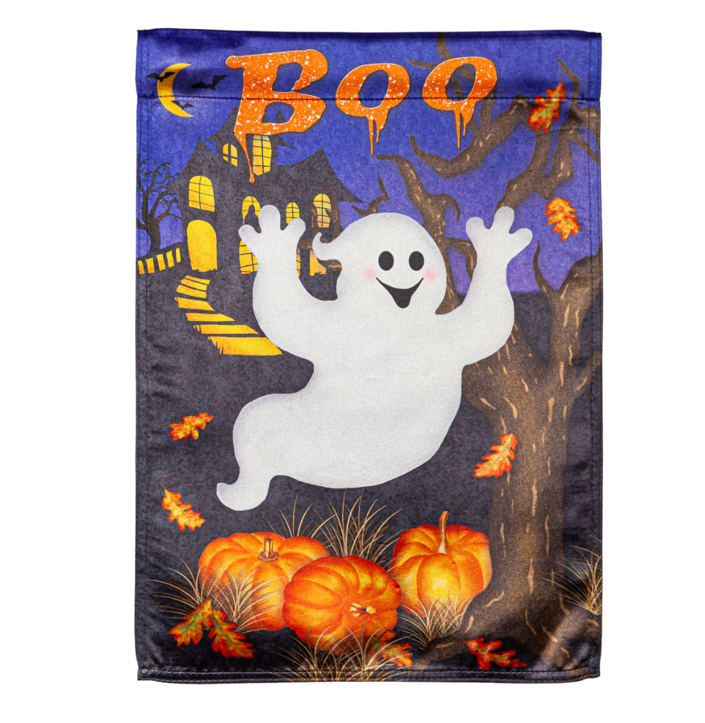 Boo Ghost Garden Lustre Flag - A. Dodson's