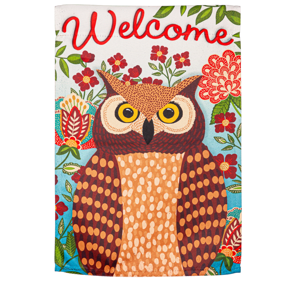 Fall Owl Welcome Garden Suede Flag - A. Dodson's