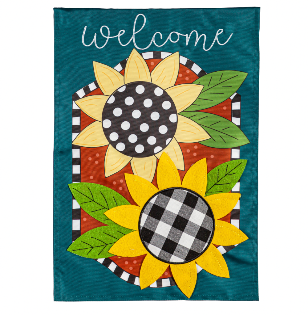 Patterned Sunflower Garden Applique Flag - A. Dodson's