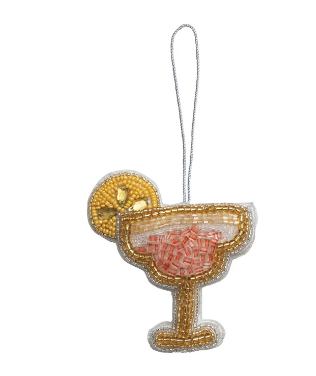 Beaded Fabric Martini Cocktail Ornament - 4 Styles