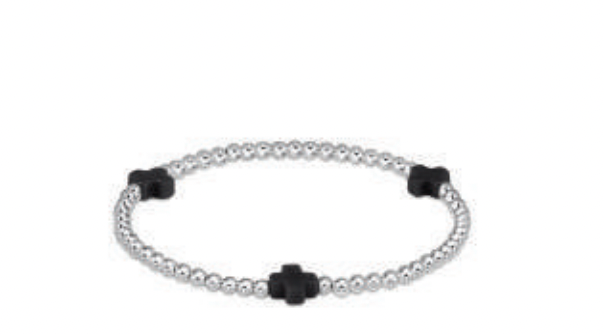 signature cross sterling pattern 3mm bead bracelet - onyx by enewton ...