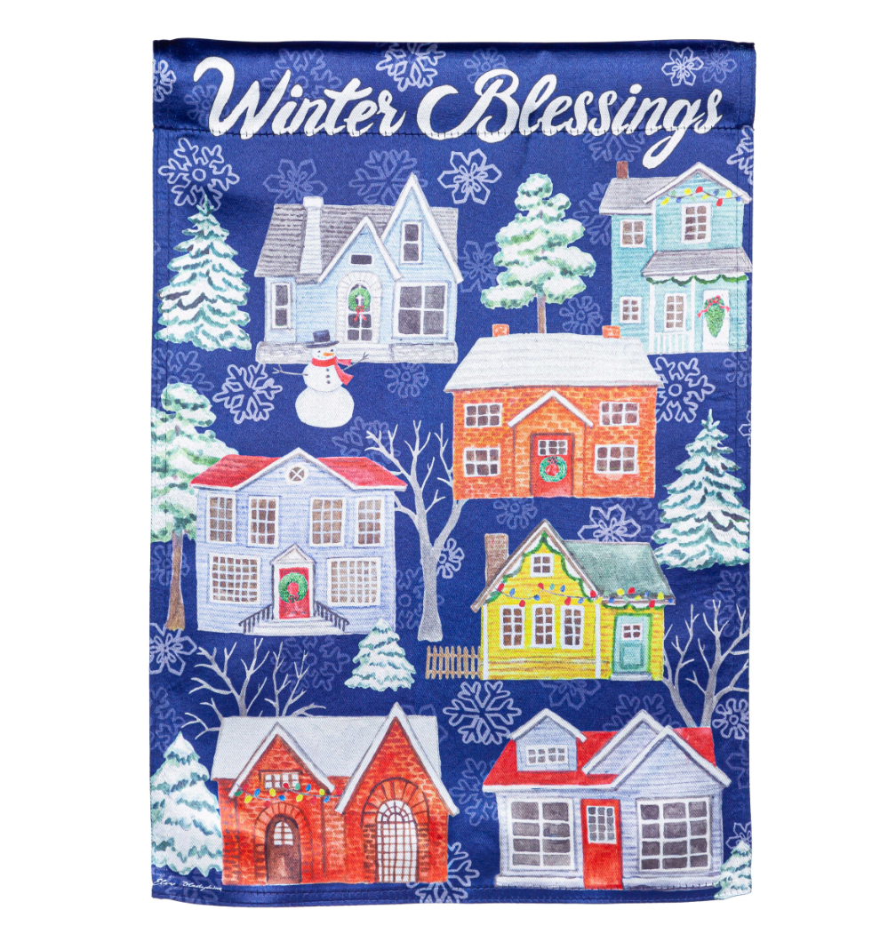 Winter Village Lustre Garden Flag - A. Dodson's