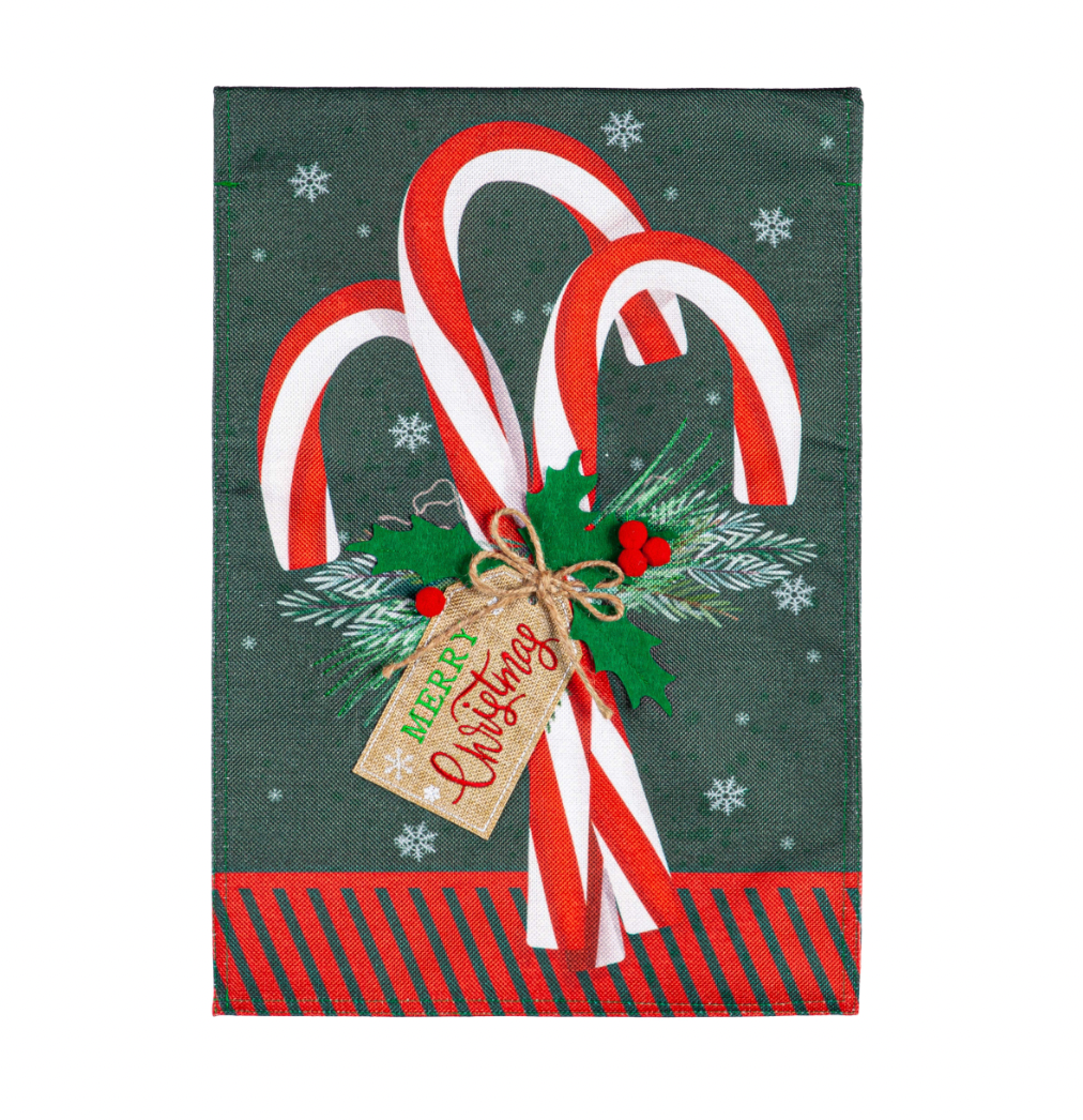 Candy Cane Burlap Garden Flag - A. Dodson's