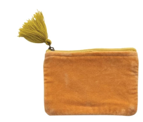 Cotton Velvet Zip Pouch with Tassel - A. Dodson's