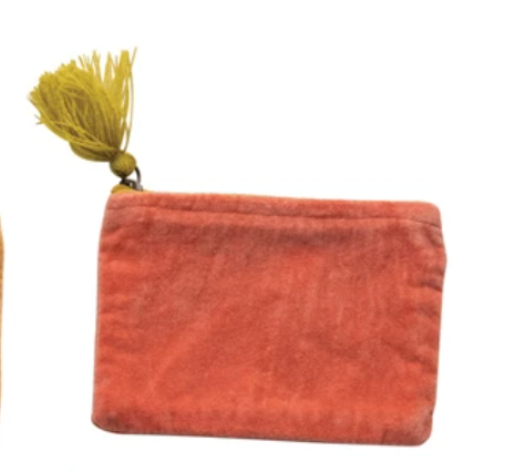 Cotton Velvet Zip Pouch with Tassel - A. Dodson's