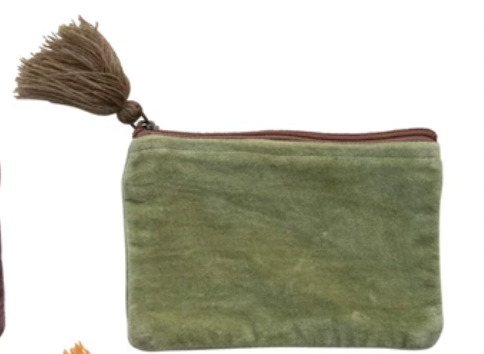 Cotton Velvet Zip Pouch with Tassel - A. Dodson's