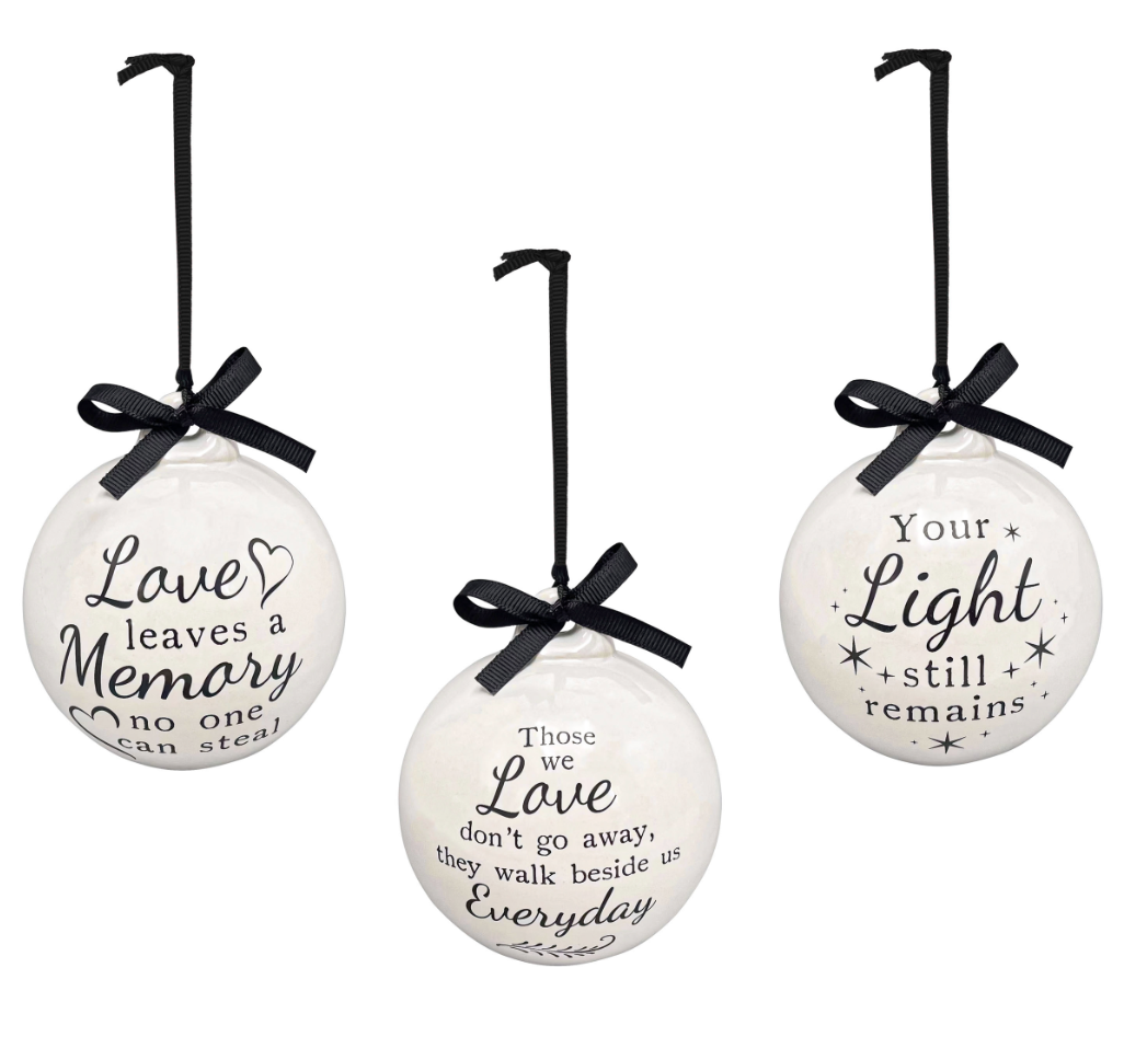 Ceramic Remembrance Ornament with Bow - A. Dodson's