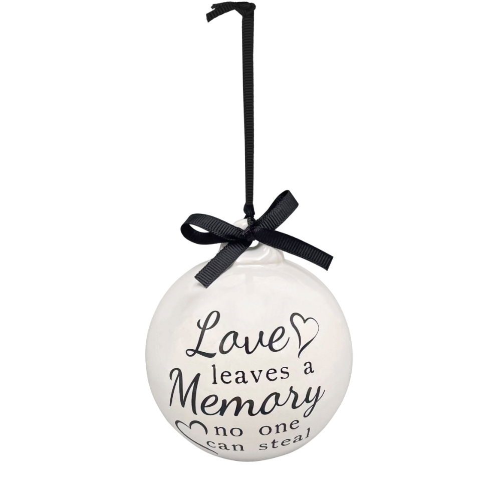 Ceramic Remembrance Ornament with Bow - A. Dodson's