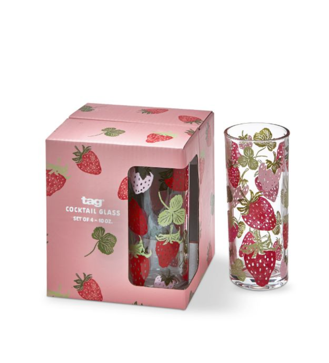 strawberries drinks glass set of 4 - multi - A. Dodson's