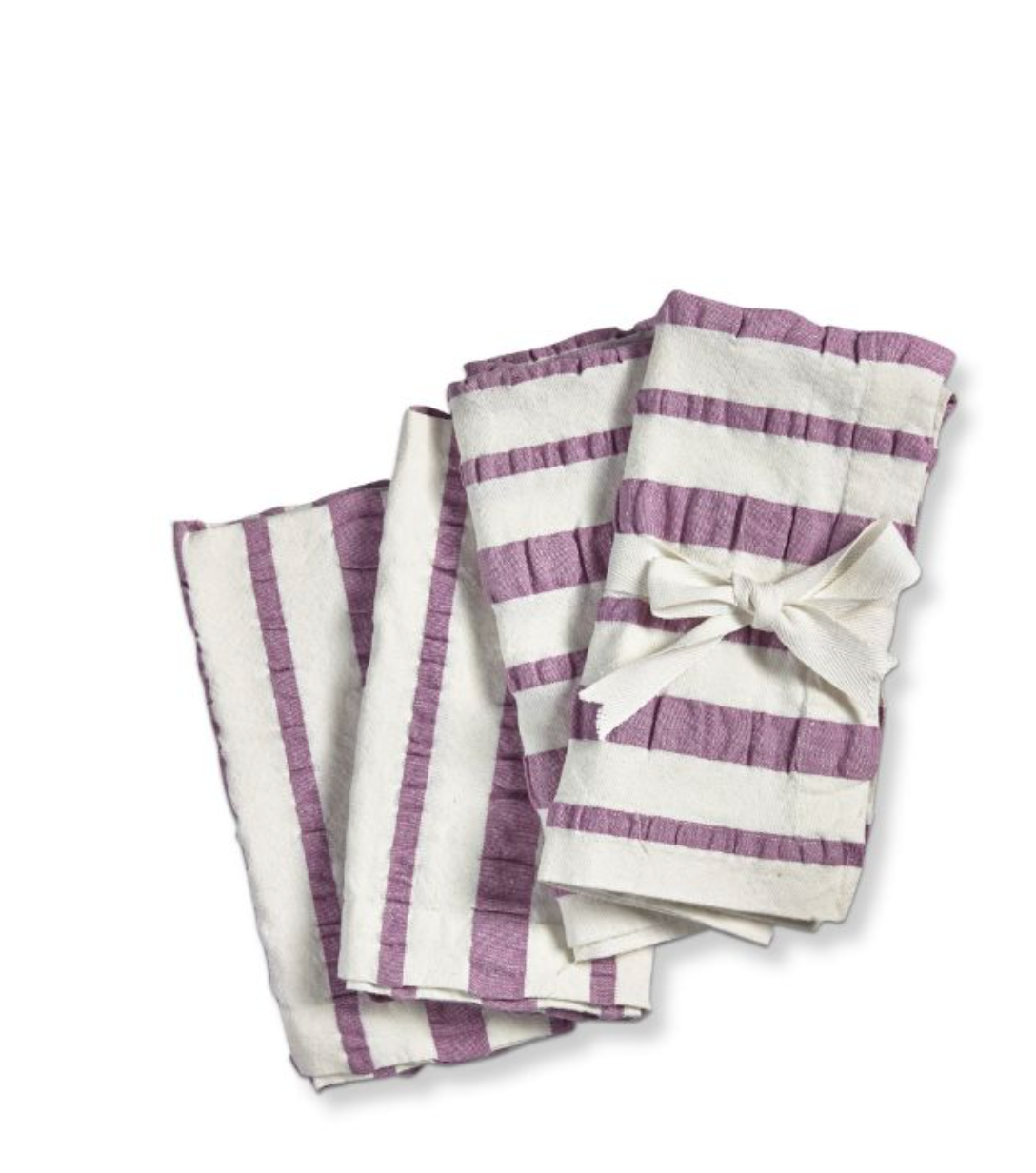 seersucker stripe napkin set of 4 - lavender - A. Dodson's