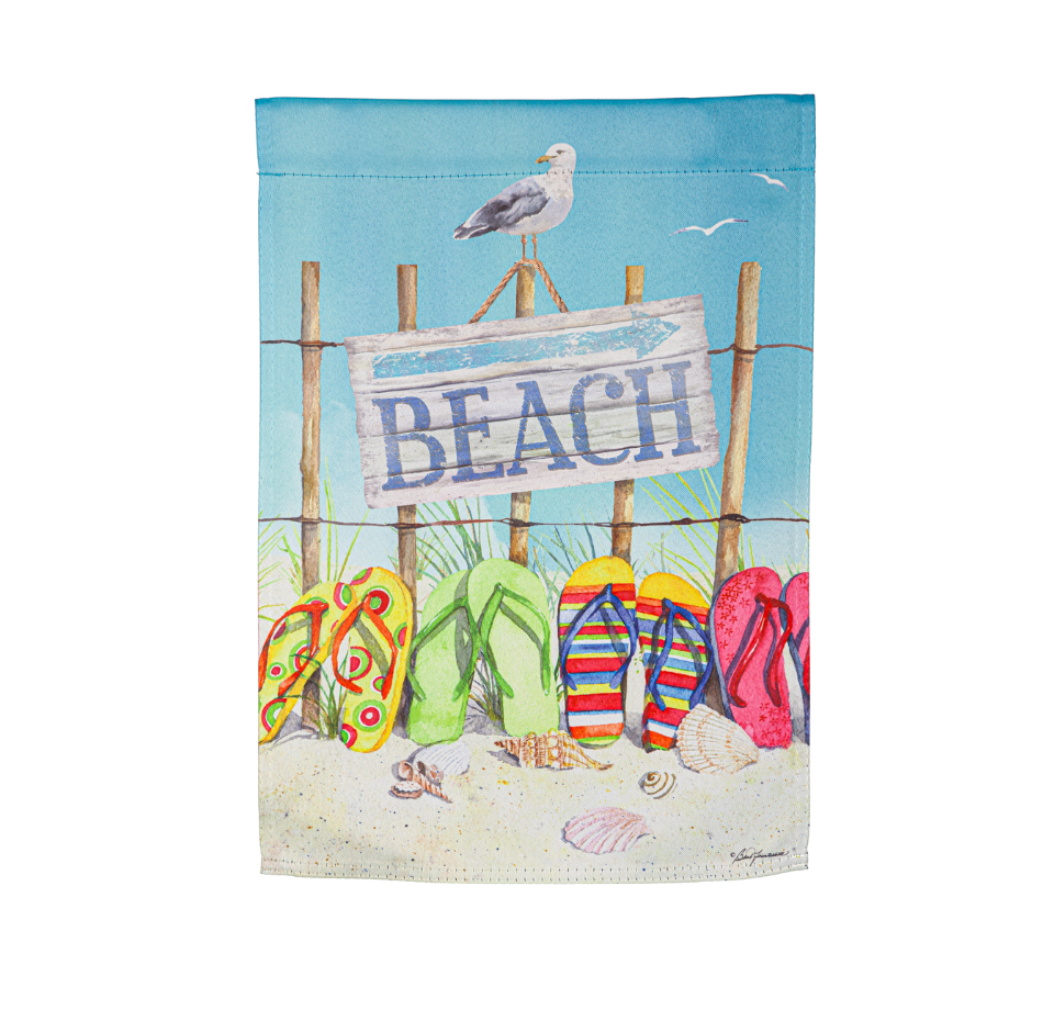 Flip Flops on the Beach Suede Garden Flag - A. Dodson's