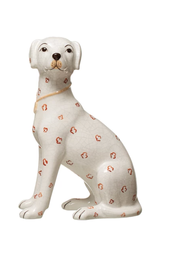 Hand-Painted Ceramic Dog, Crackle Finish, 2 Styles - A. Dodson's