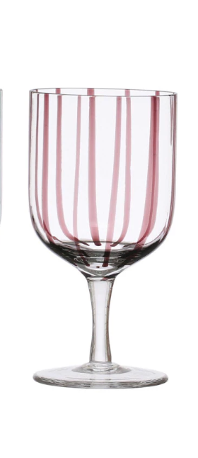 14 oz. Hand-Painted Stemmed Glass w/ Stripes, 4 Colors - A. Dodson's