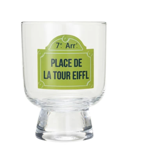 6 oz. Footed Drinking Glass w/ Paris Street Sign Design, 4 Styles - A. Dodson's