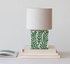 MDF & Mother of Pearl Table Lamp w/ Botanical Pattern, Linen Shade - A. Dodson's