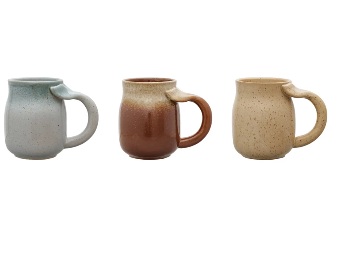 16 oz. Stoneware Mug w/ Whale Tail Handle, 3 Colors (Each One Will Vary) - A. Dodson's