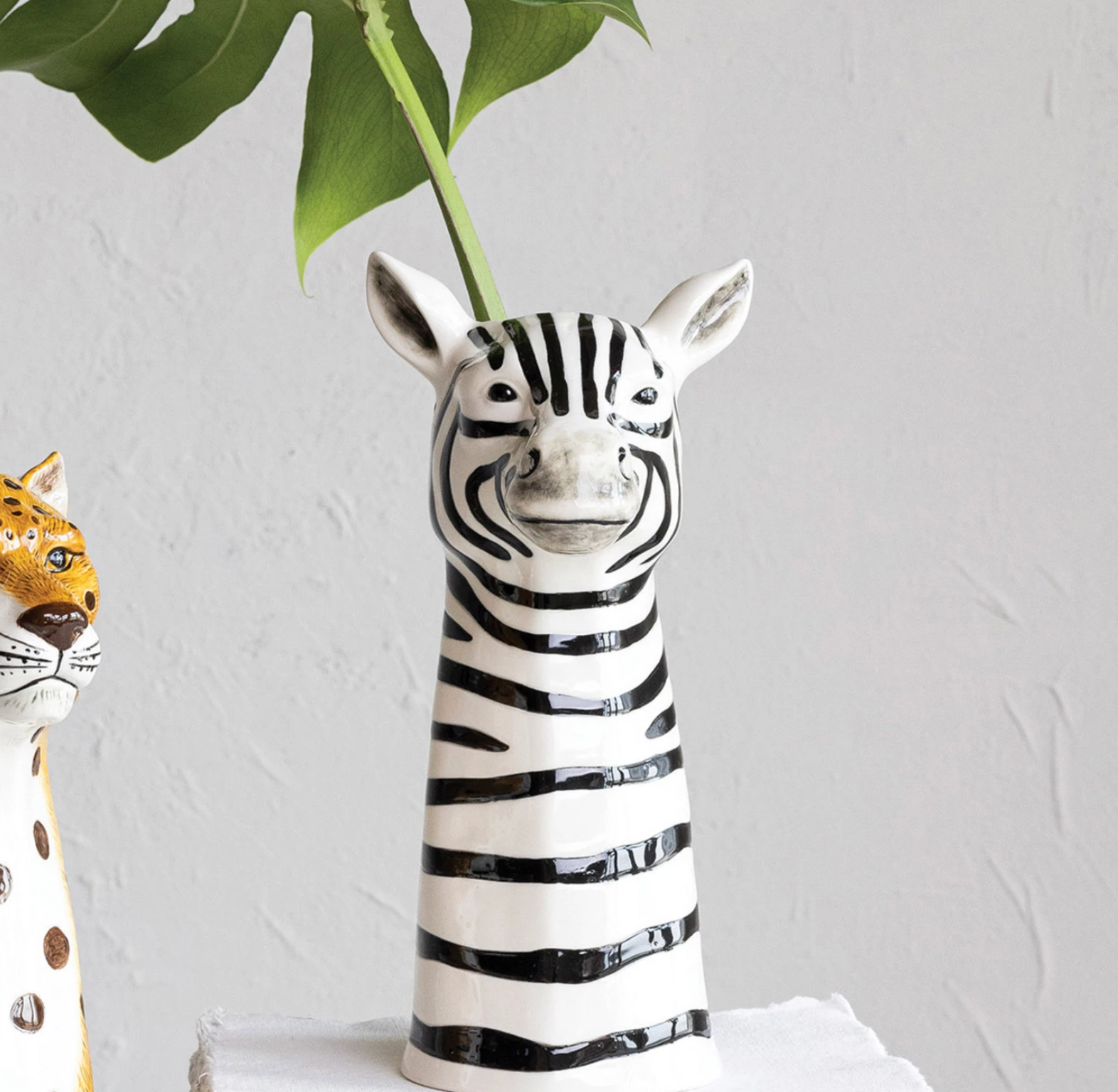 Hand-Painted Stoneware Zebra Vase - A. Dodson's