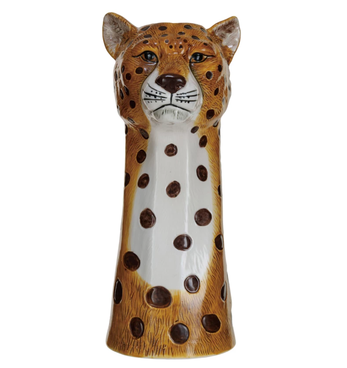 Hand-Painted Stoneware Cheetah Vase - A. Dodson's