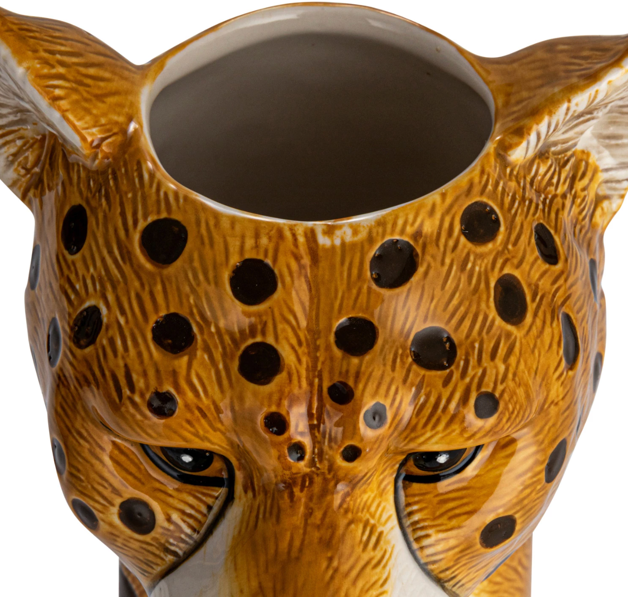 Hand-Painted Stoneware Cheetah Vase - A. Dodson's