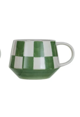 10 oz. Stoneware Mug w/ Check Pattern, 4 Colors - A. Dodson's