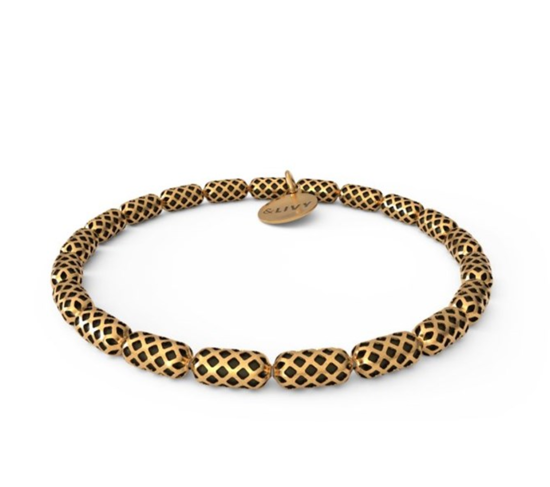 Honeycomb Beaded Stretch Bracelet - Antique Gold Finish by &Livy - A. Dodson's