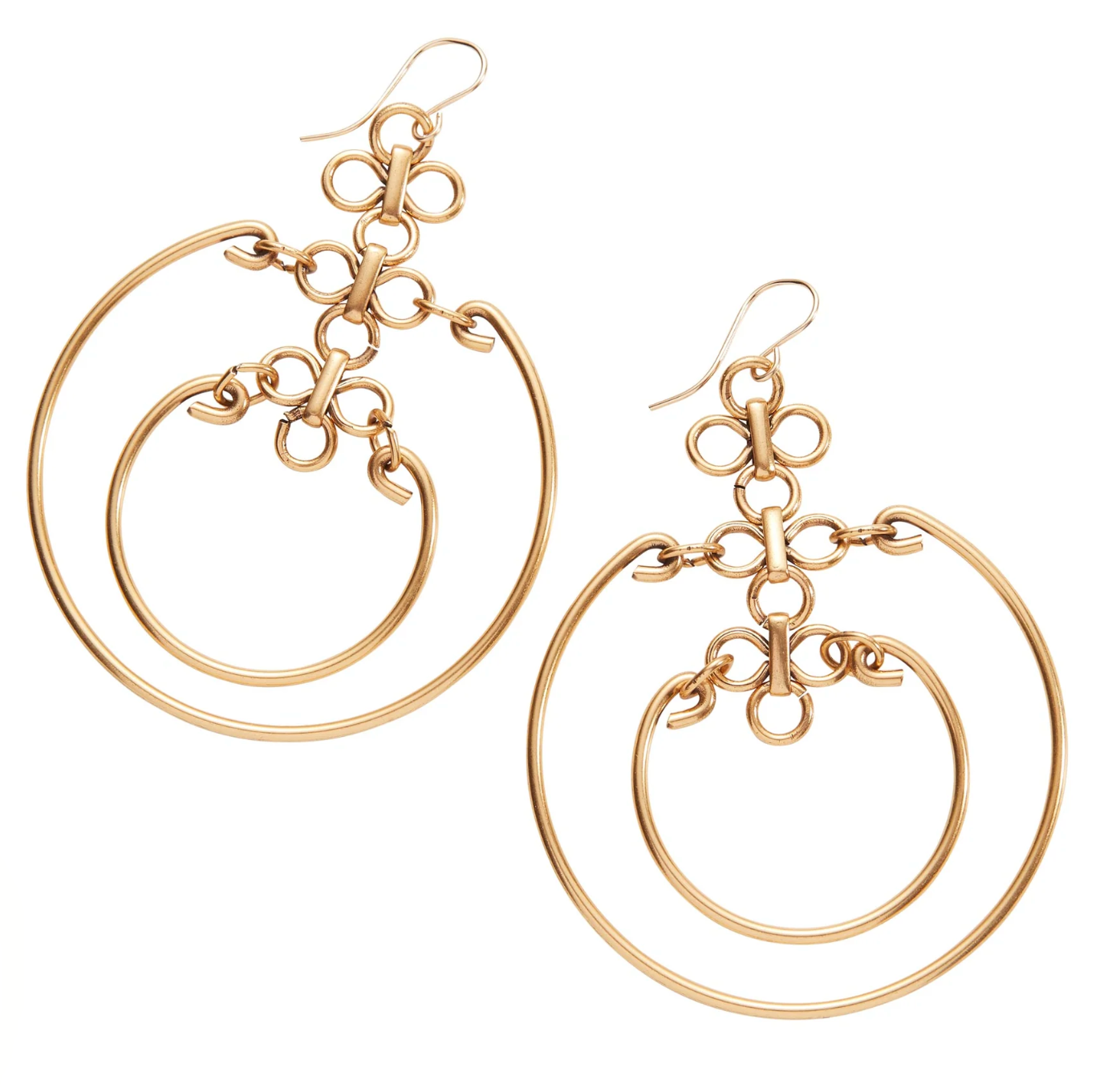 Chain Reaction Hoops Earrings - Antique Gold Finish by &Livy - A. Dodson's