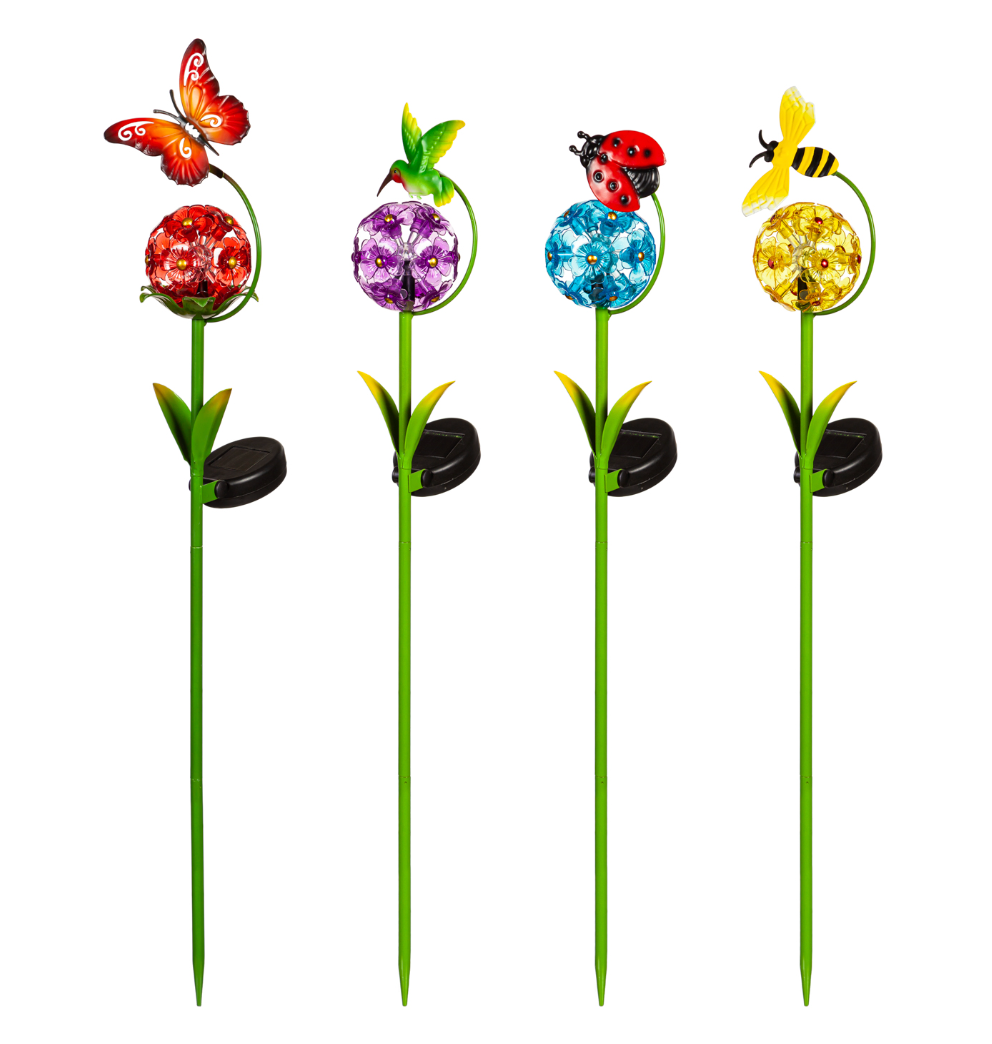 24"H Solar Garden Stake, Spring Flower Friend - 4 Styles