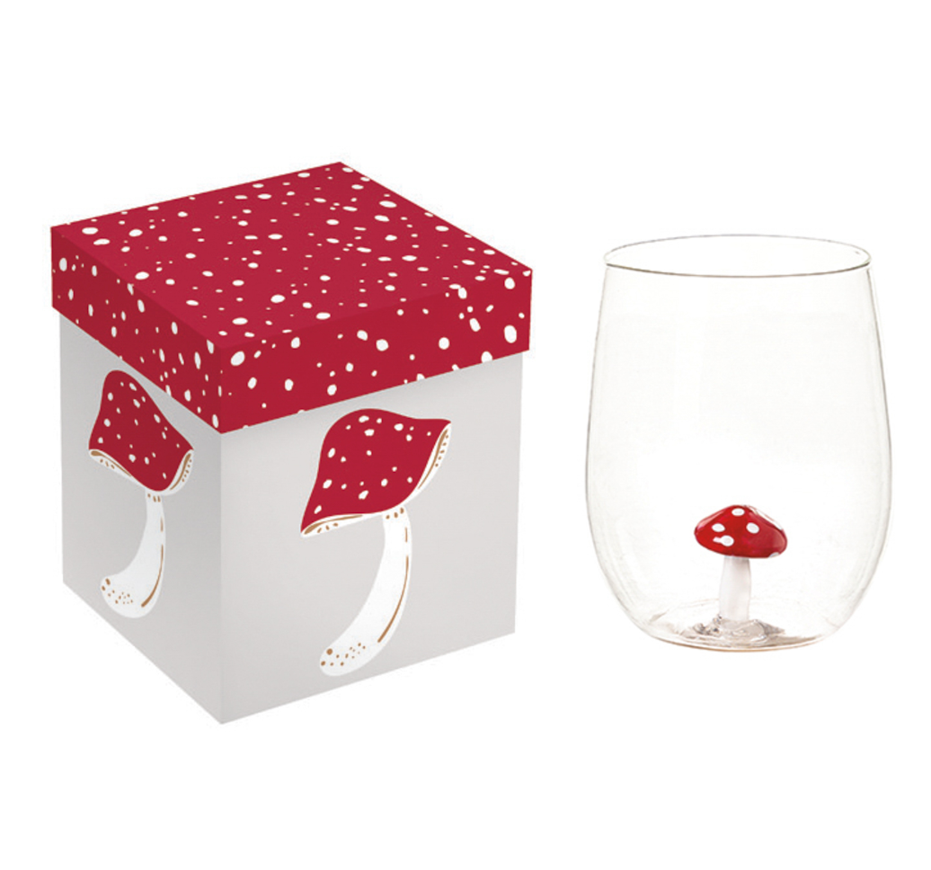 17oz. Stemless Figurine Glass w/ Gift Box, Mushroom - A. Dodson's