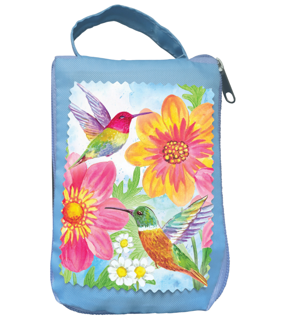 Colorful Hummingbird and Flowers Compact Tote Bag - A. Dodson's