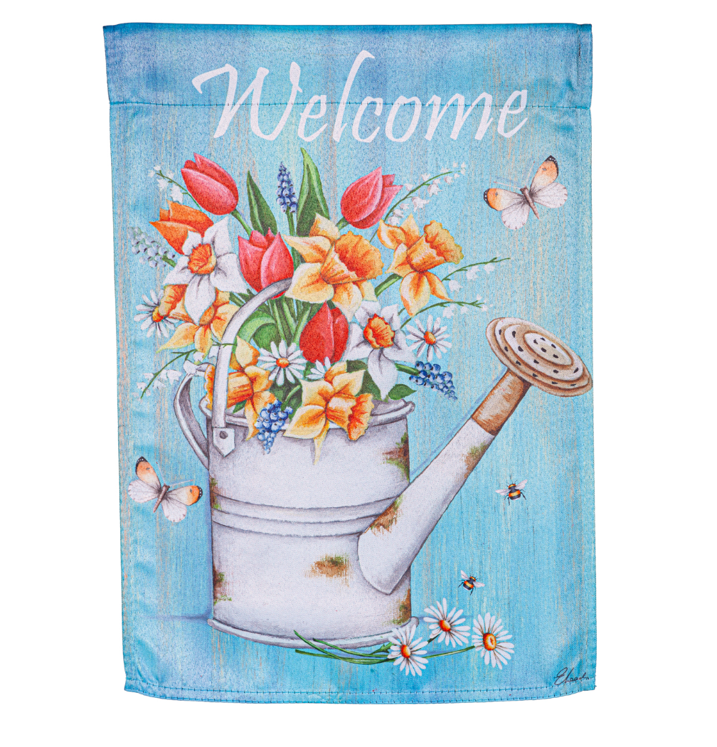 Welcome Flowers Suede Garden Flag - A. Dodson's