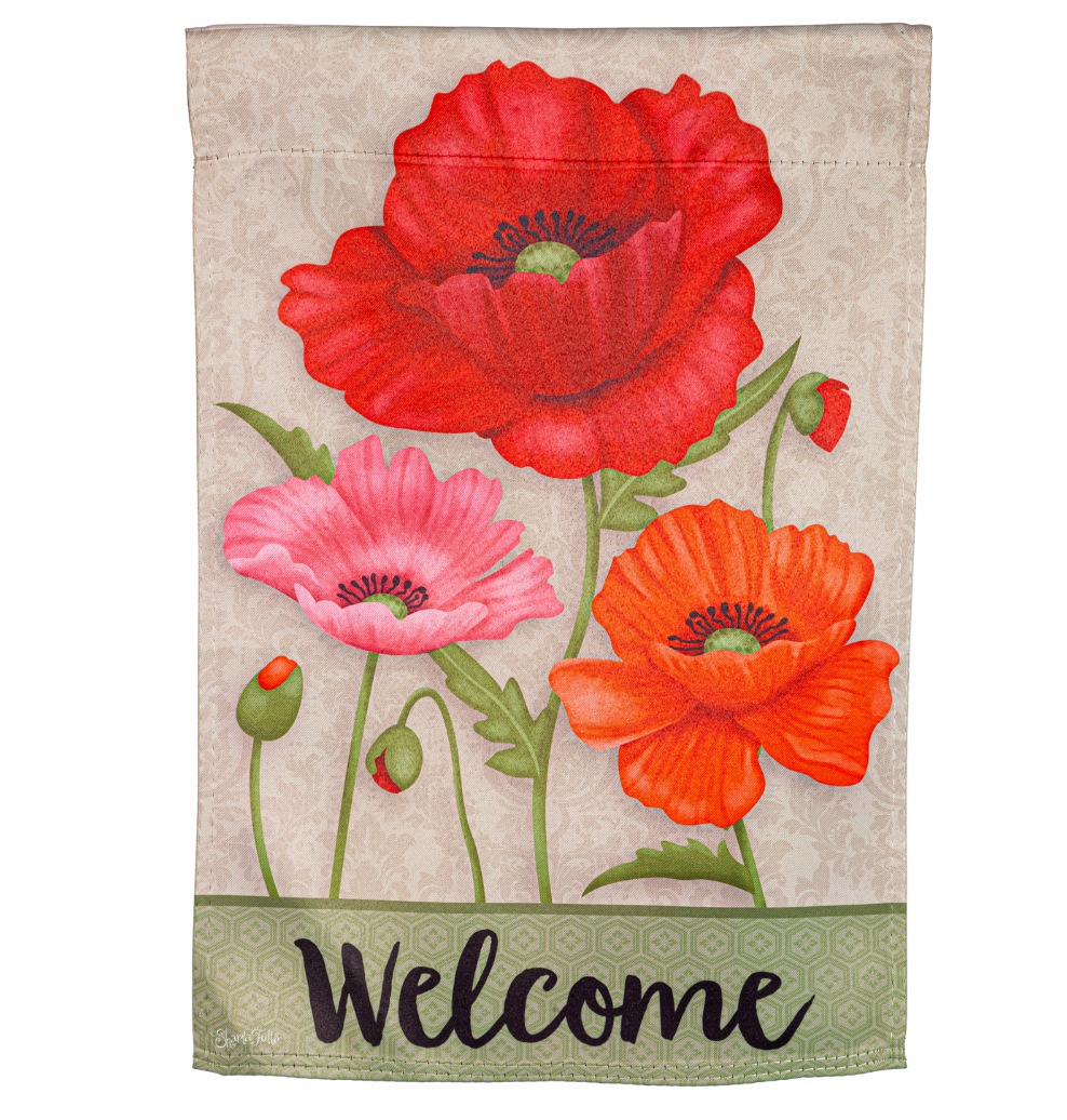 Poppy Welcome Suede Garden Flag - A. Dodson's