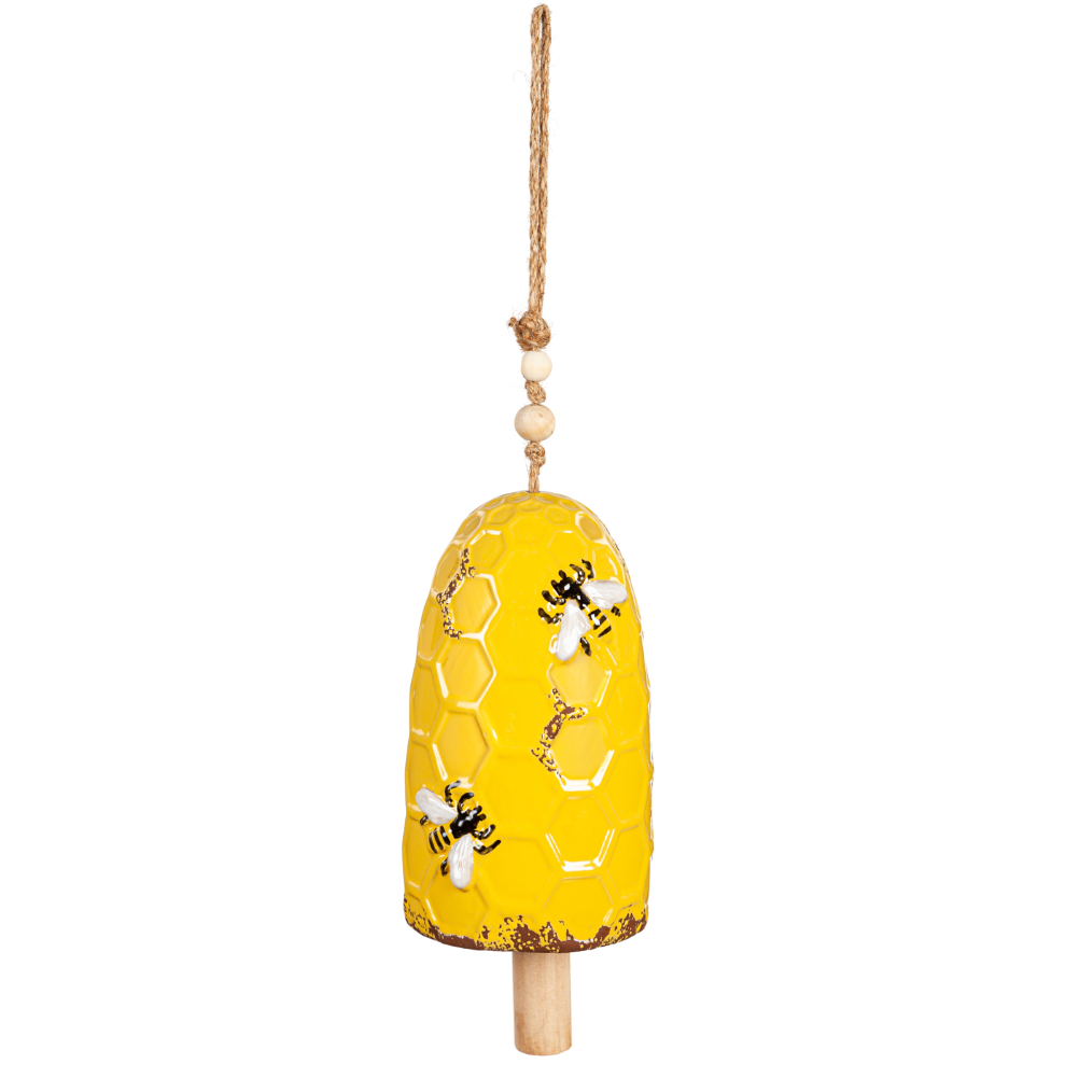 Bee Hive Ceramic Garden Bell with Rope - A. Dodson's