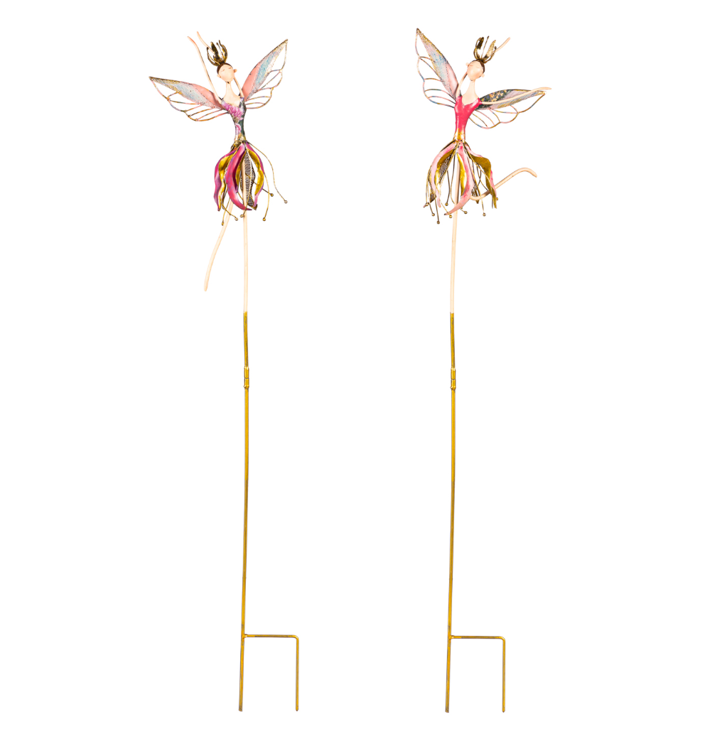 36"H Dancing Fairies Metal Garden Stake - 2 Styles