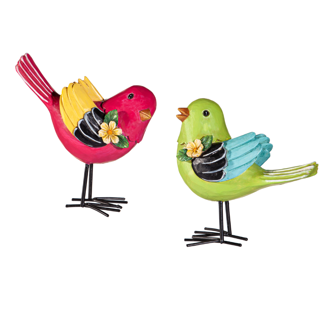 4.5" Resin Bird with Metal Feet Table Décor - 2 Colors