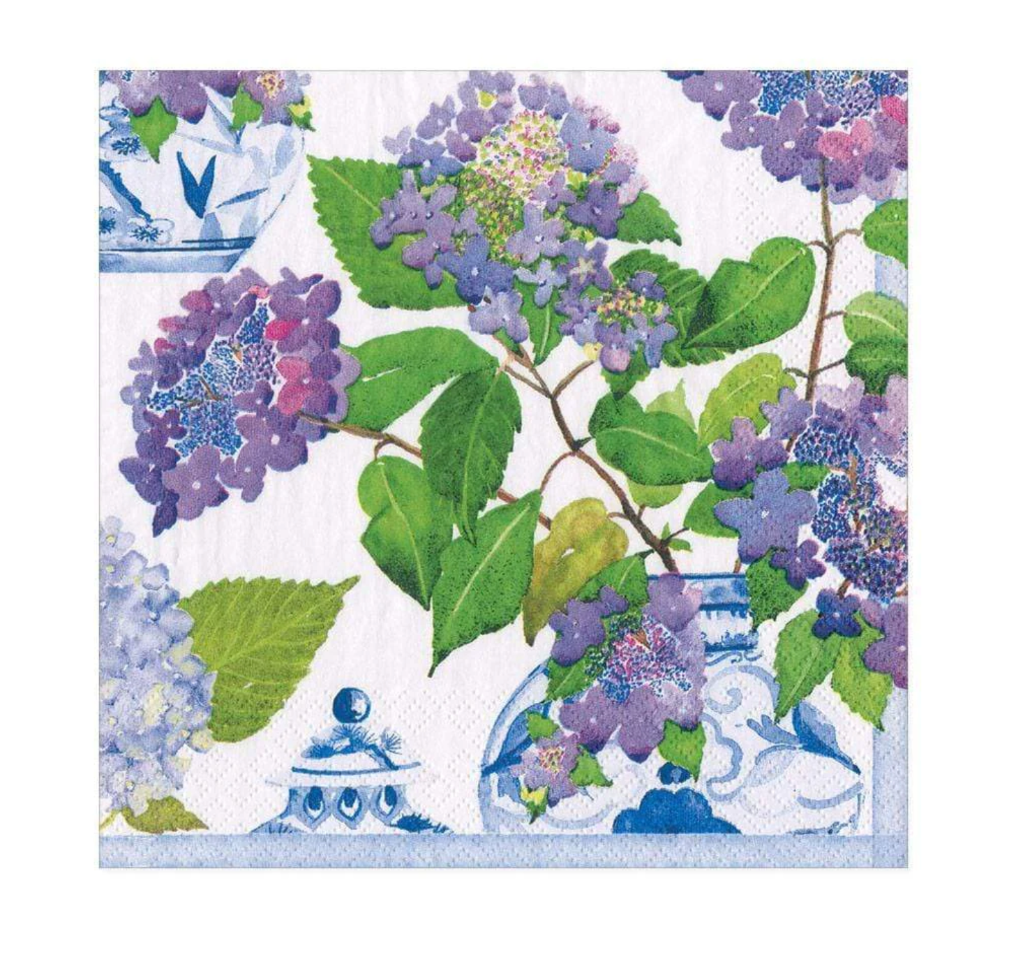 Hydrangeas and Porcelain Paper Luncheon Napkins - A. Dodson's