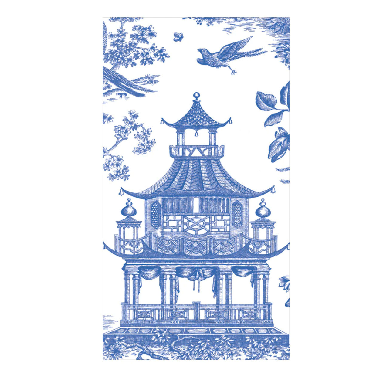 Chinoiserie Toile Pagoda Guest Towel Napkins - A. Dodson's