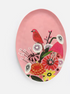 Woman/Bird Oval "Handmade" Platter, 2 Asst, Melamine, 18"