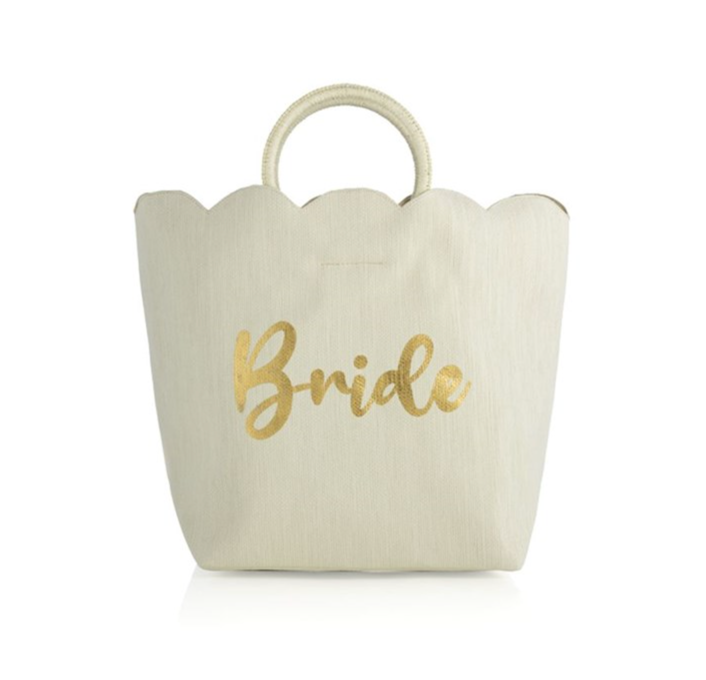 "BRIDE" SCALLOPED EDGE TOTE, IVORY