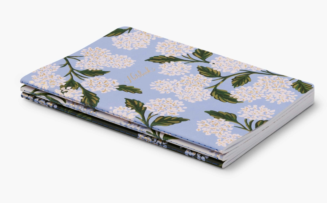 Hydrangea Stitched Notebook Set - 3 Pack by Rifle Paper Co - A. Dodson's