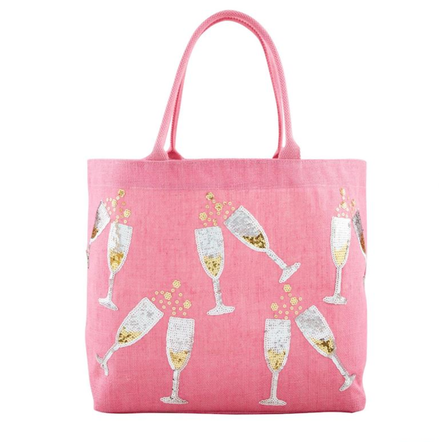 Champagne Glasses Sparkle Tote By Mud Pie