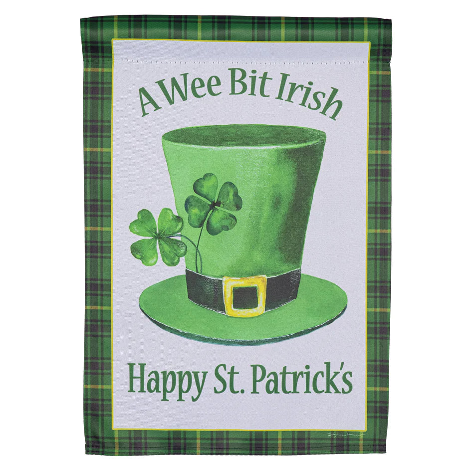 Saint Patrick's Lucky Hat Wreath Lustre Garden Flag