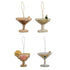 Beaded Fabric Martini Cocktail Ornament - 4 Styles