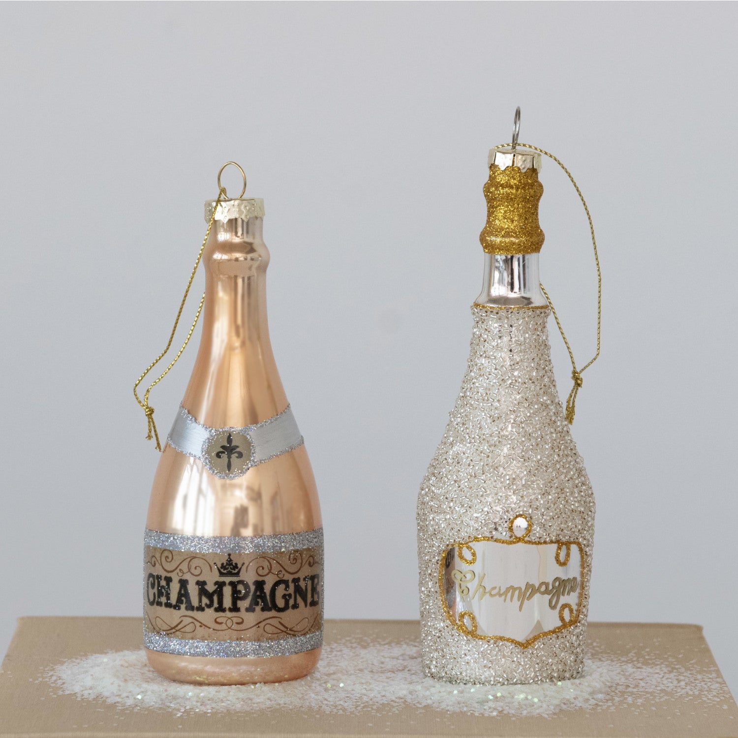 Glass Champagne Bottle Ornament - A. Dodson's