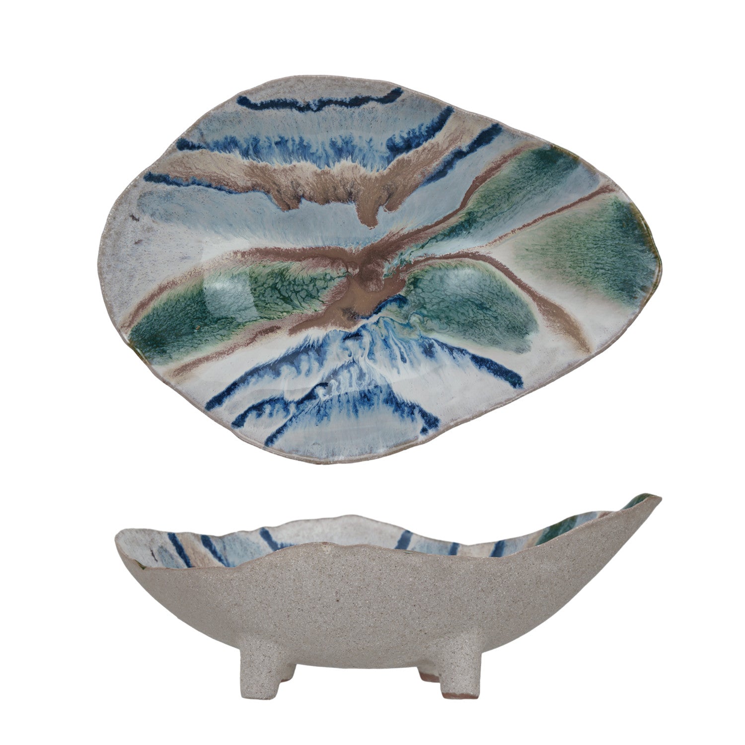 Stoneware Footed Organic Shaped Bowl (Each One Will Vary)