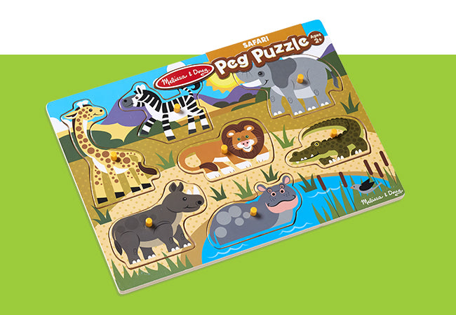 Melissa & Doug Safari Animal Wooden Peg Puzzle - 7 Pieces