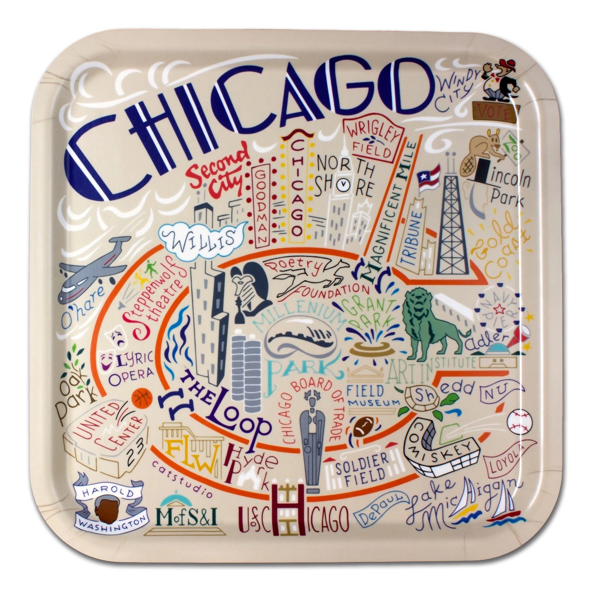 Chicago Birchwood Tray BY CATSTUDIO - A. Dodson's