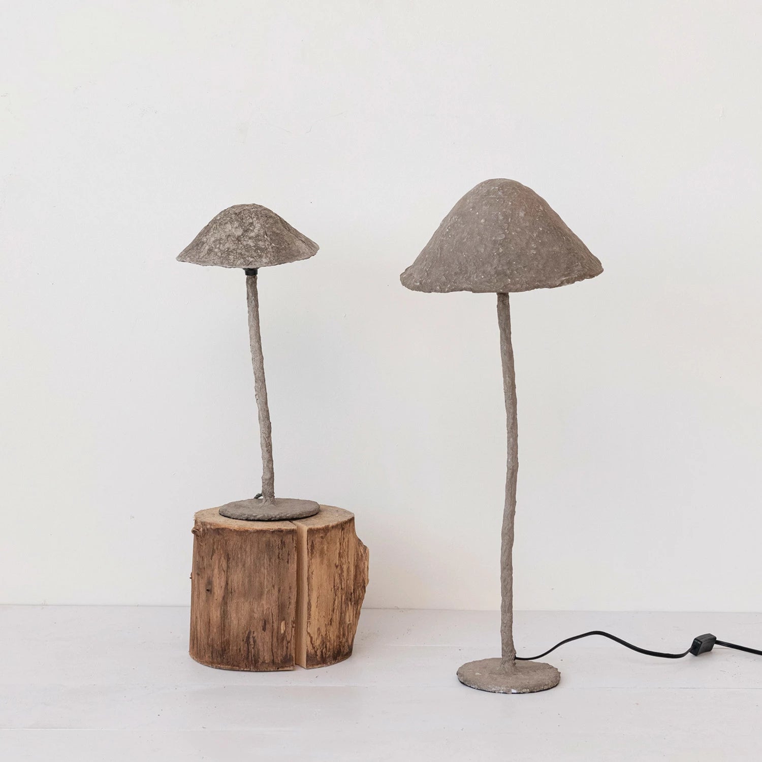 Paper Mache & Metal Mushroom Shaped 30" Lamp