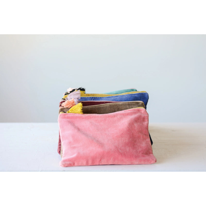 Cotton Velvet Zip Pouch with Tassel – The Address for Home Interiors