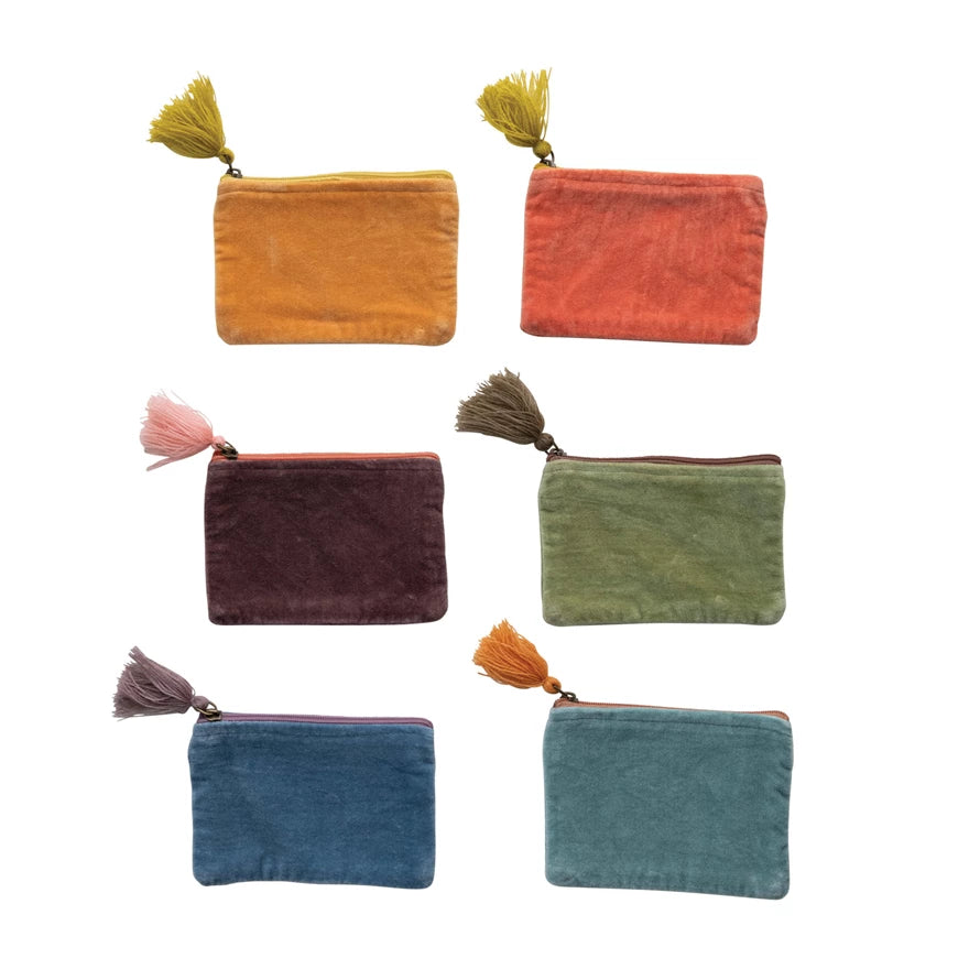 Cotton Velvet Zip Pouch with Tassel - A. Dodson's