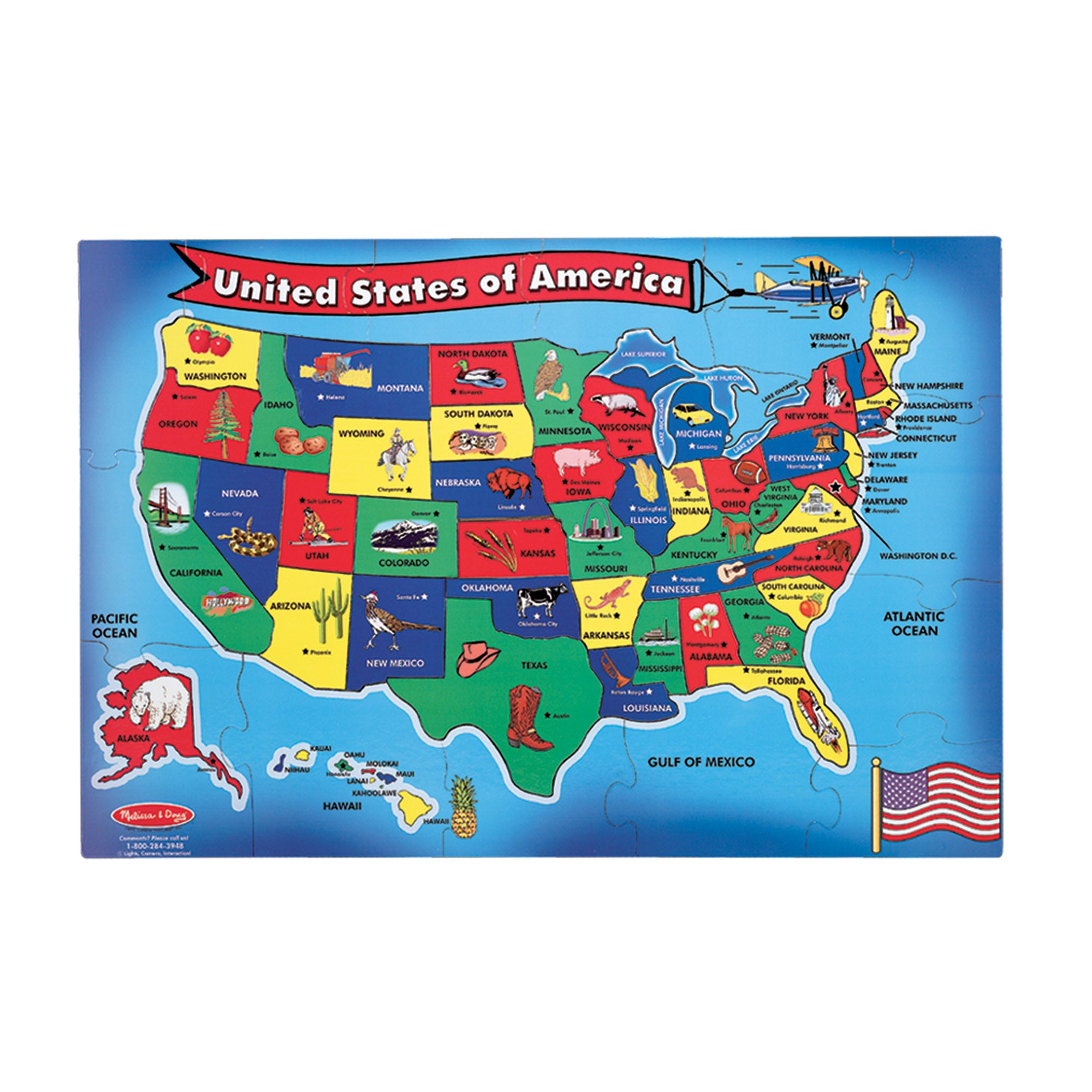 Melissa & Doug USA Map Floor Puzzle - 51 Pieces (2 x 3 feet) - FSC Certified